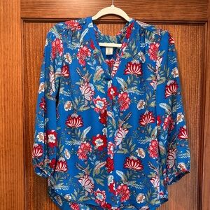 Paraphrase Blue Floral Blouse